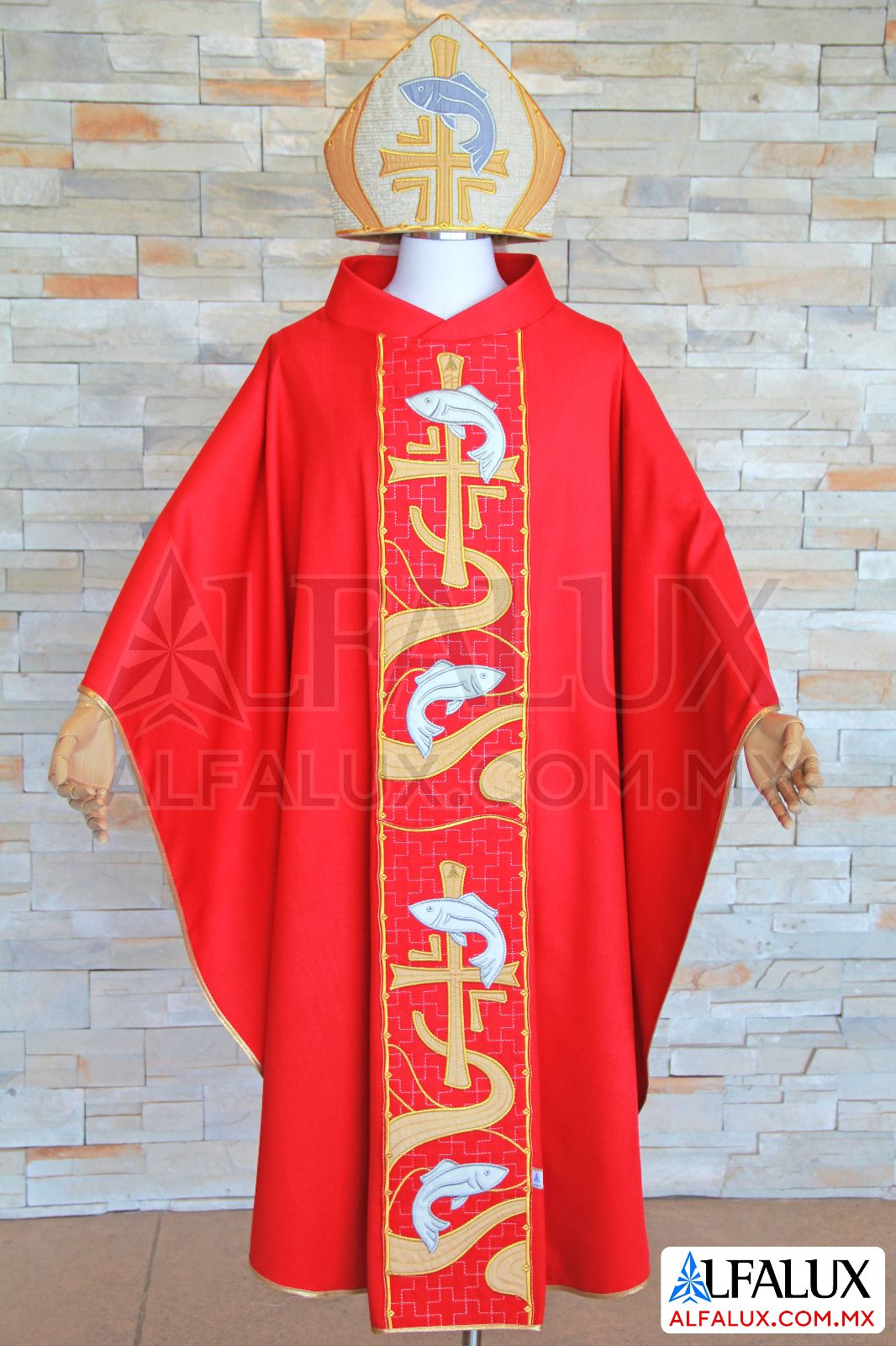 22 PECES  Casulla Alfalux Rojo Central Mitra 993 (3)